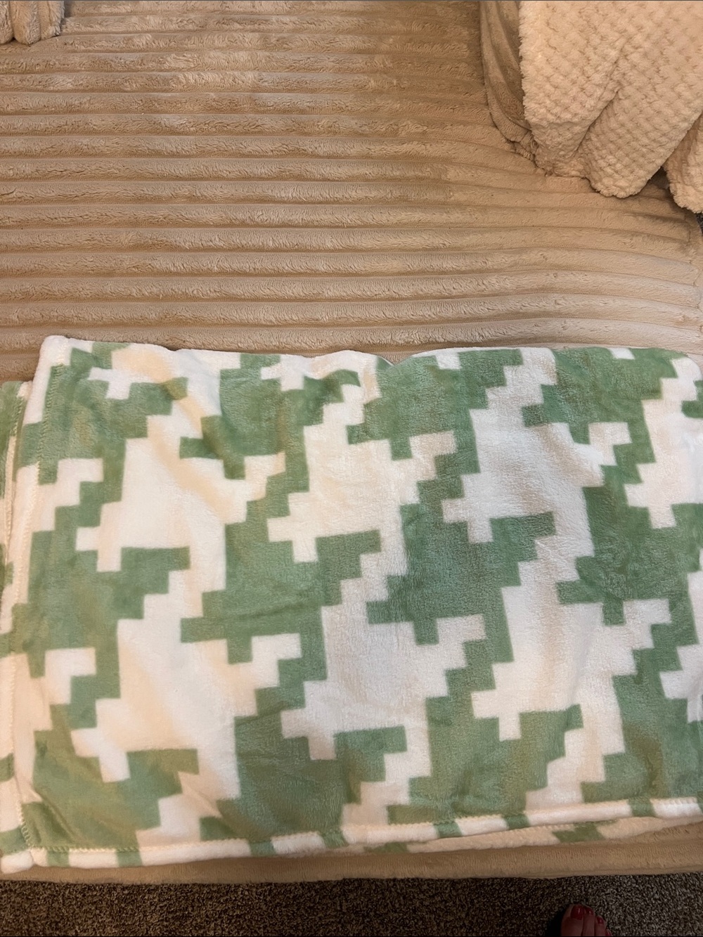 Room Essentials Plush Throw in Sage and White